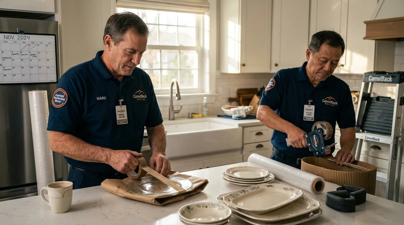 Professional crew packing kitchen dishware in Webster Springs, WV