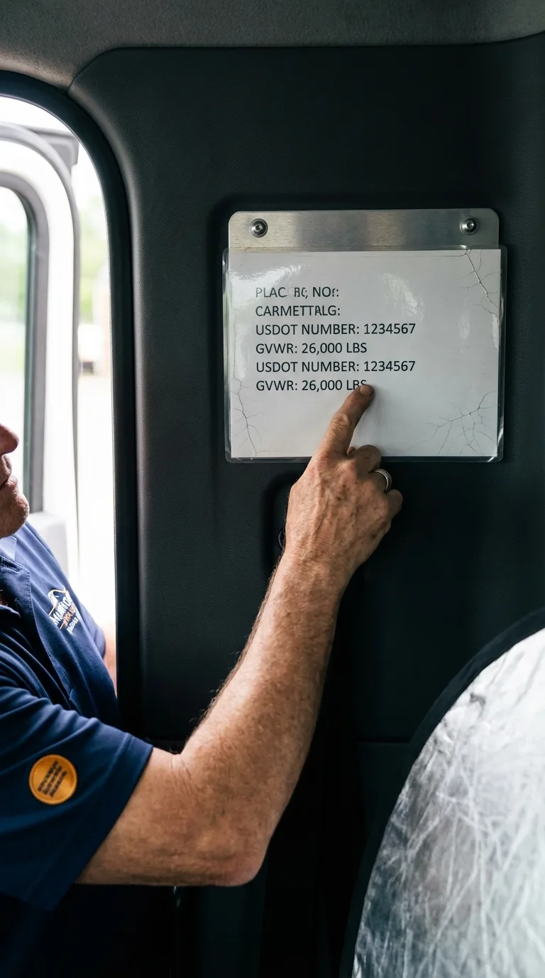 USDOT licensing placard verification in Webster Springs